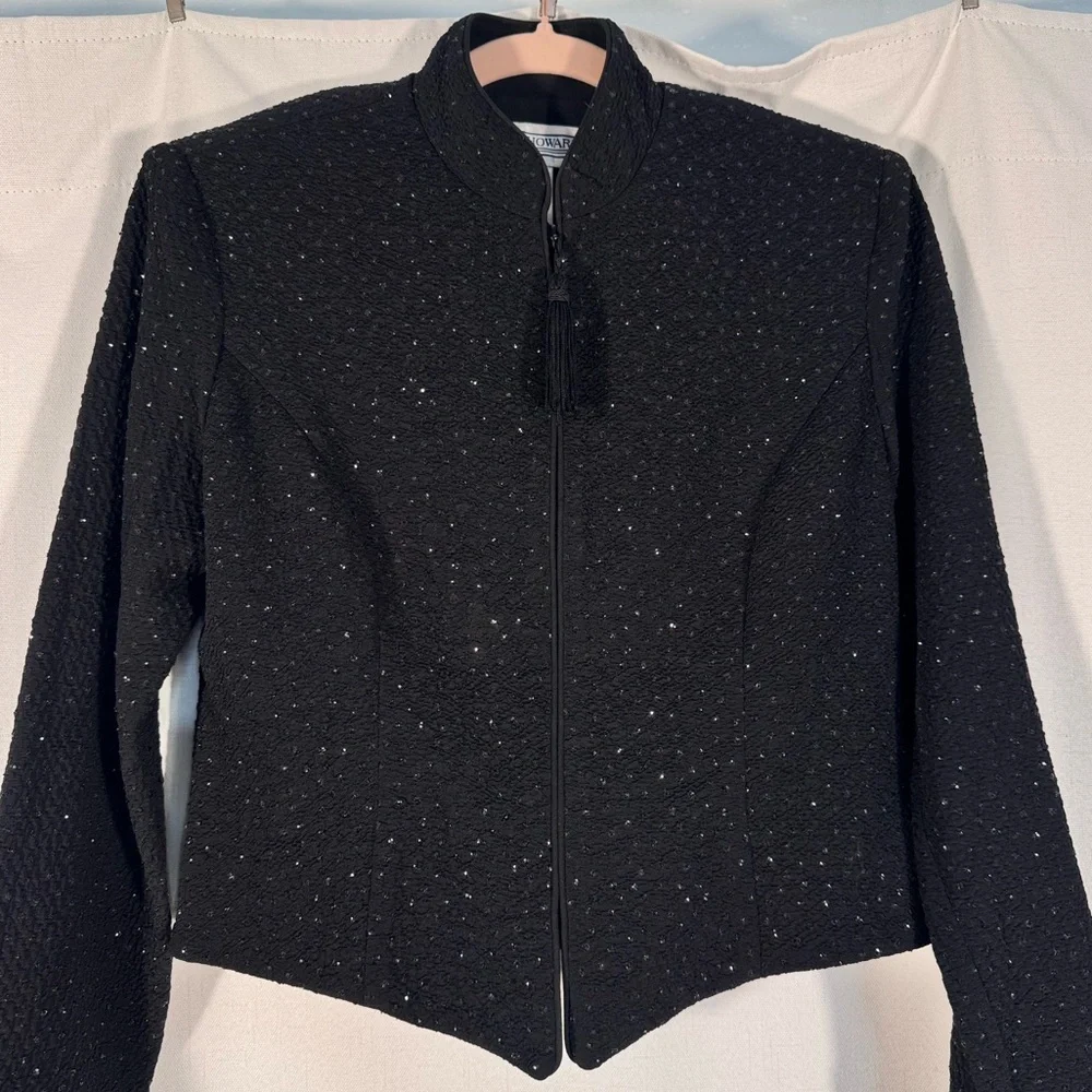 Vintage Jessica Howard Black Sparkly Cropped Jacket - Picture 3 of 6